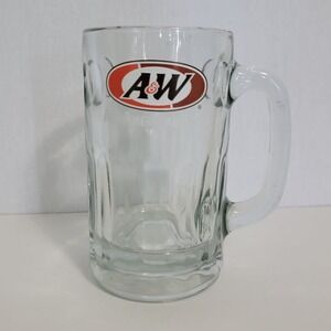 Vintage A&W Logo All American Food‎ Large Glass AW Root Beer Mug 6", Holds 16 oz